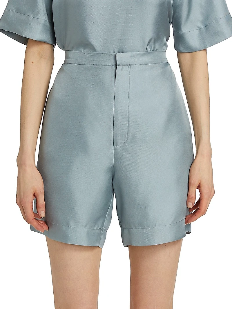 Poseidon Silk Straight-Leg Shorts