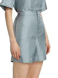 Poseidon Silk Straight-Leg Shorts