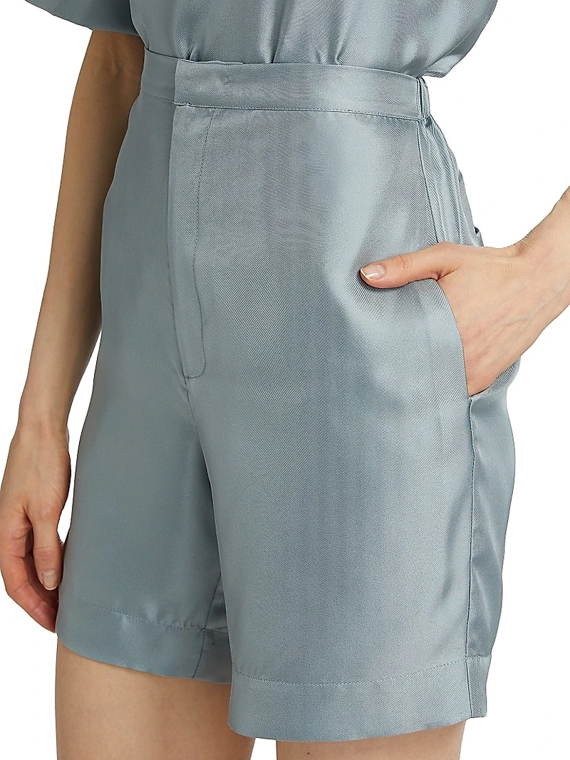 Poseidon Silk Straight-Leg Shorts
