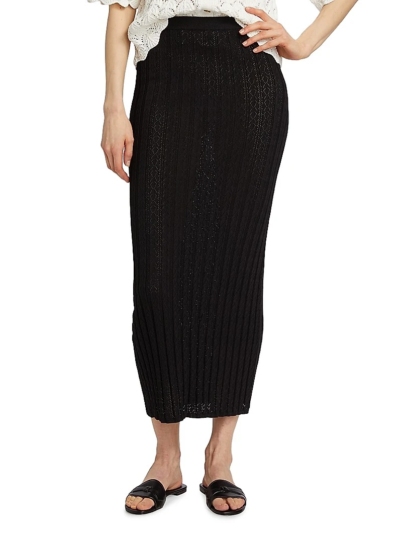 Dera Pointelle Knit Maxi Skirt