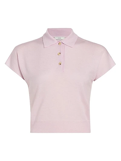Cap-Sleeve Knit Polo Shirt