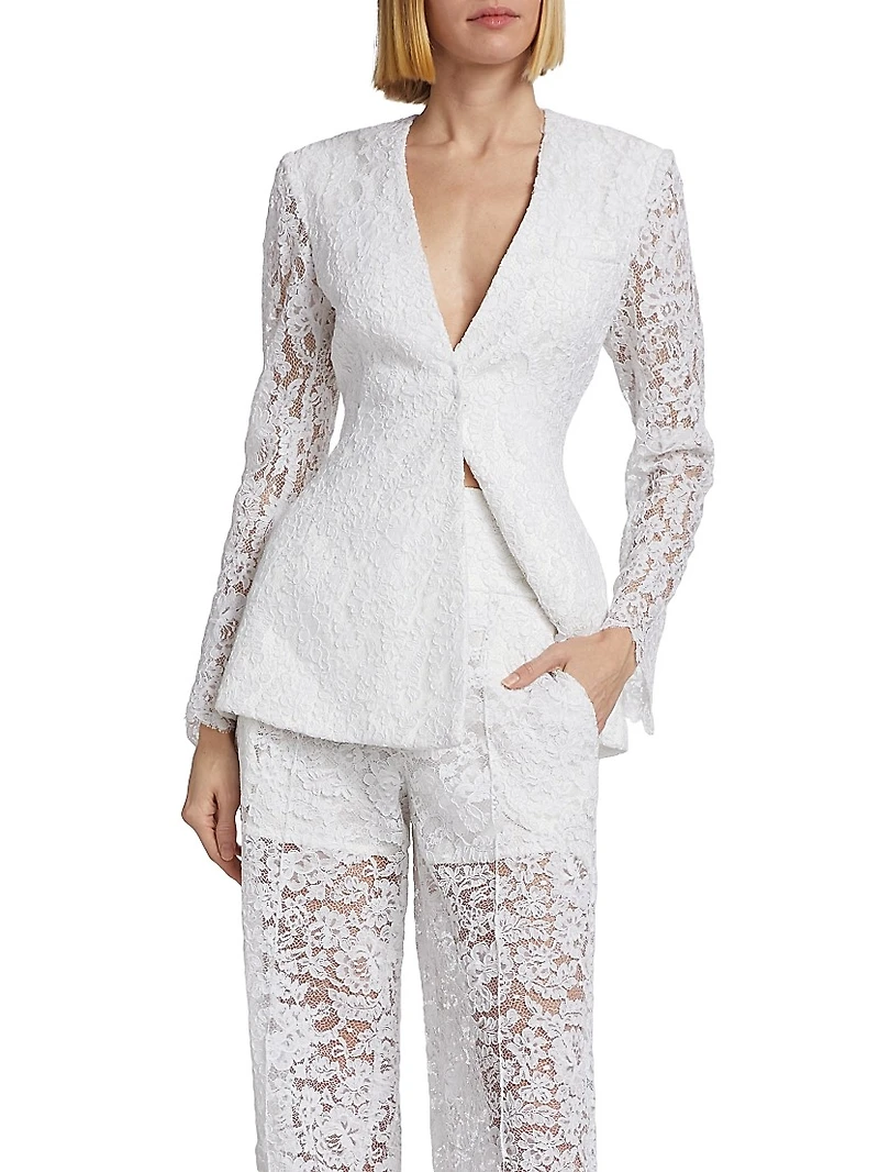 Floral Lace Fit-and-Flare Blazer