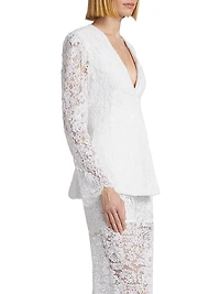 Floral Lace Fit-and-Flare Blazer