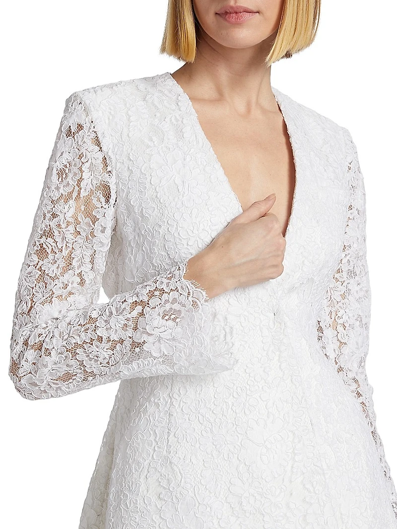 Floral Lace Fit-and-Flare Blazer