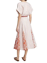 Casandra Stripe Self-Tie Midi-Dress