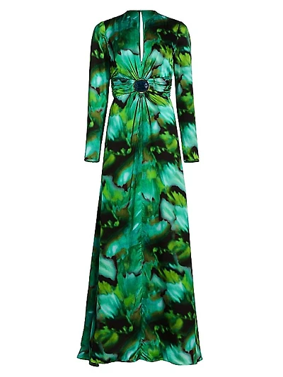 Zarina Silk Tie-Dye Gown