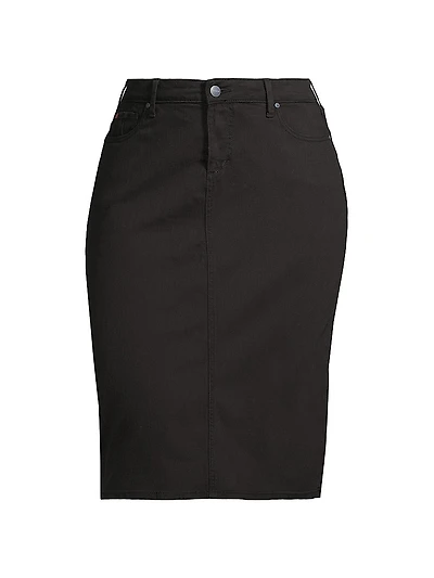 Back Slit Denim Pencil Skirt