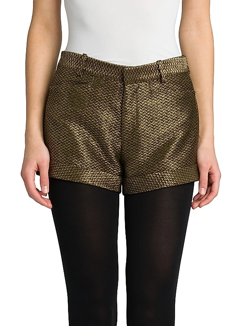 Metallic Silk-Blend Boucle Shorts