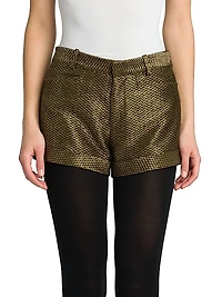 Metallic Silk-Blend Boucle Shorts