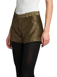 Metallic Silk-Blend Boucle Shorts