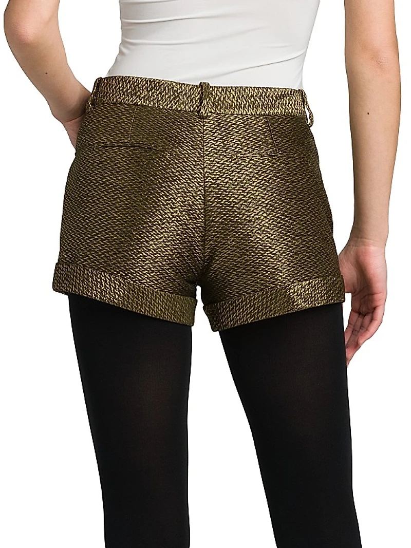 Metallic Silk-Blend Boucle Shorts