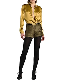 Metallic Silk-Blend Boucle Shorts