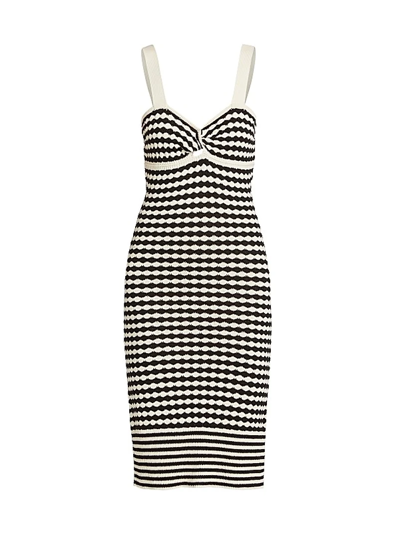 Jessa Striped Cotton-Blend Midi-Dress