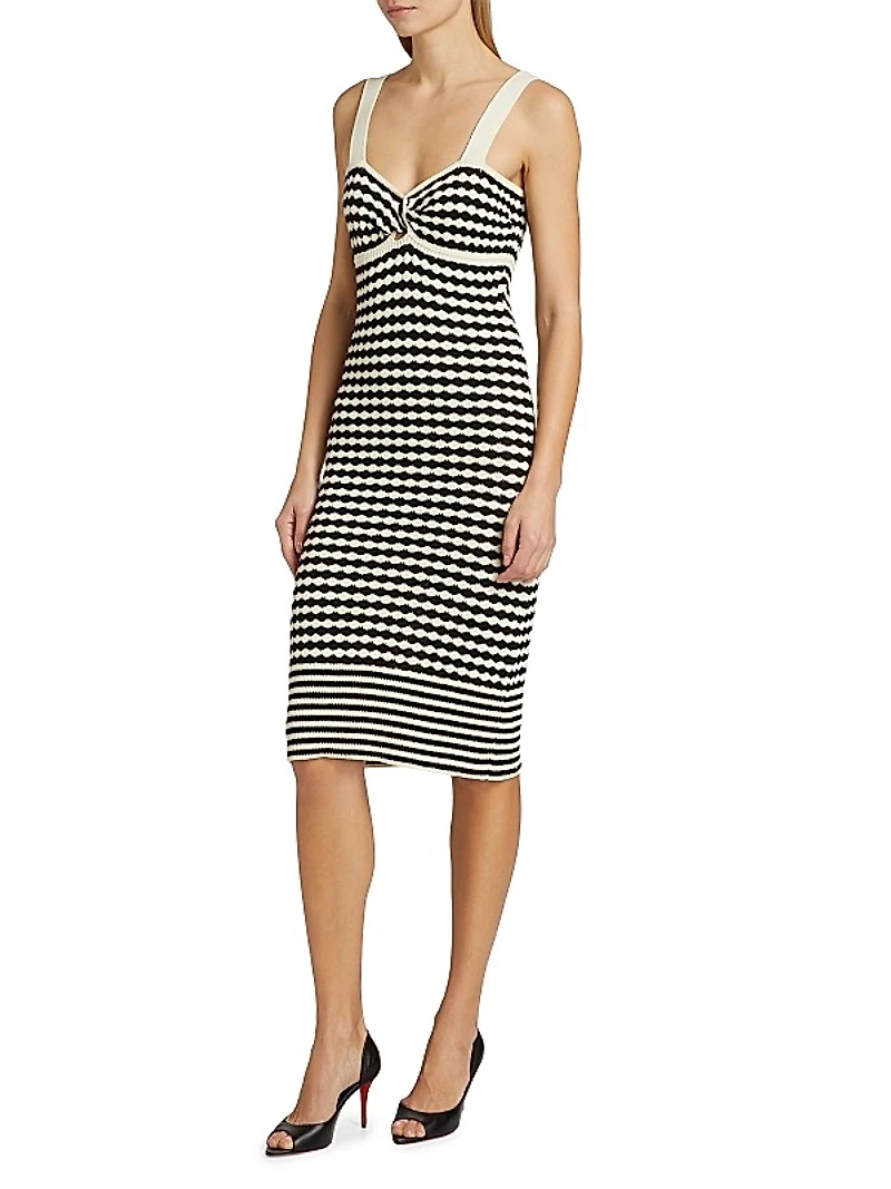 Jessa Striped Cotton-Blend Midi-Dress