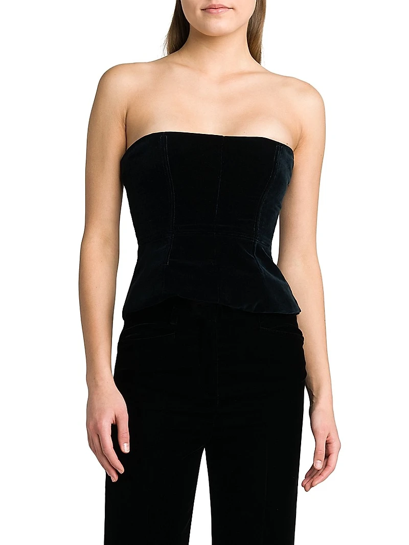 Velvet Strapless Corset Top
