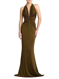 Fluid Knit Stretch Jersey Evening Dress