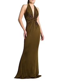 Fluid Knit Stretch Jersey Evening Dress