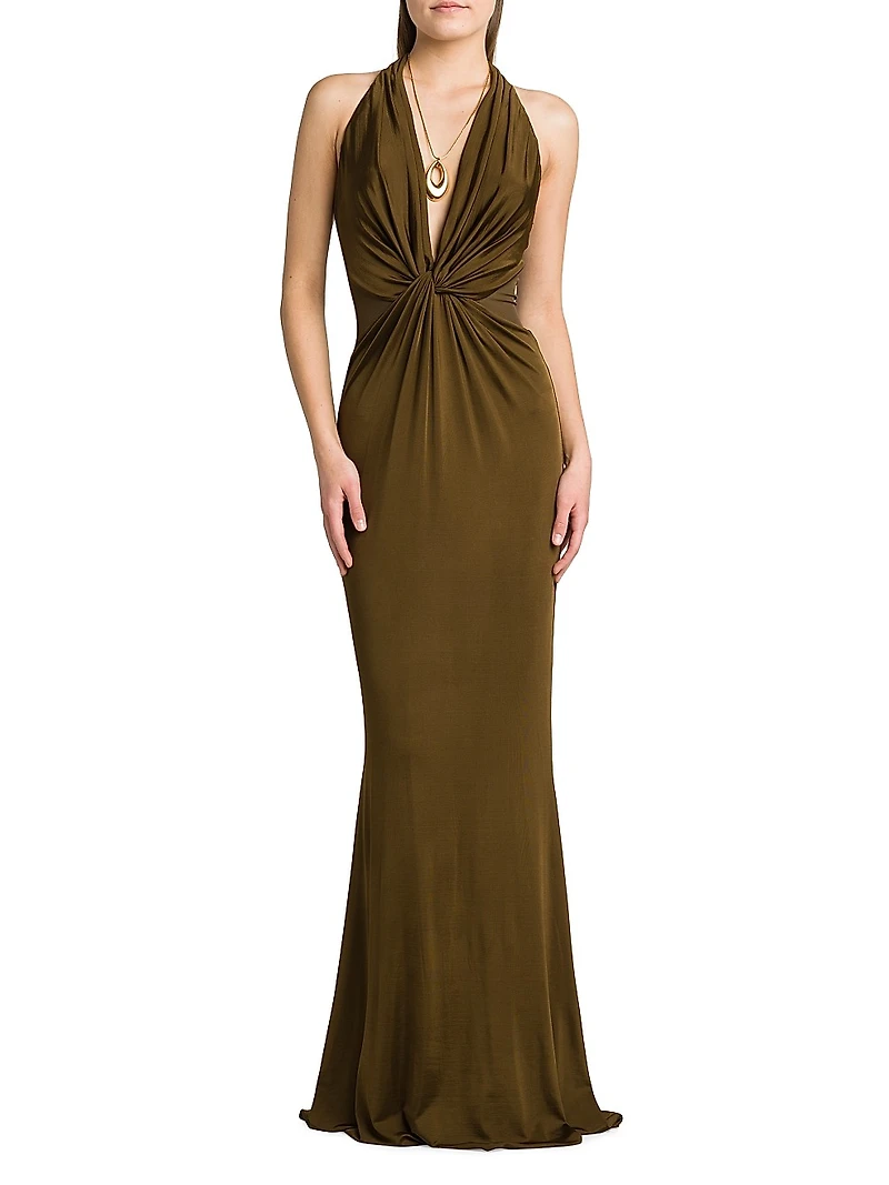 Fluid Knit Stretch Jersey Evening Dress