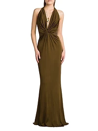 Fluid Knit Stretch Jersey Evening Dress