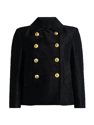 Metallic Silk-Blend Boucle Peacoat