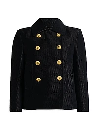 Metallic Silk-Blend Boucle Peacoat