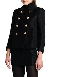 Metallic Silk-Blend Boucle Peacoat