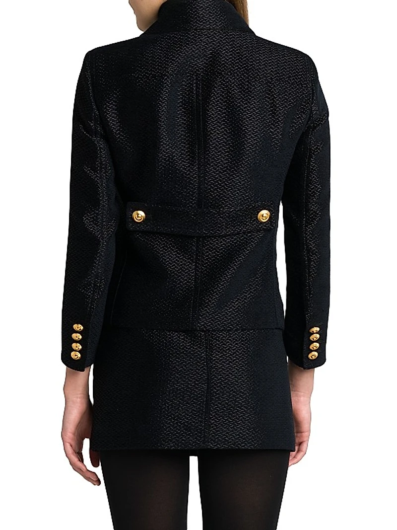 Metallic Silk-Blend Boucle Peacoat