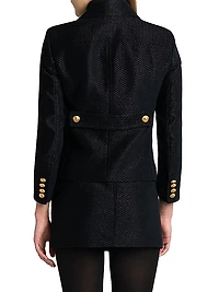 Metallic Silk-Blend Boucle Peacoat