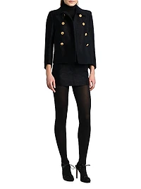 Metallic Silk-Blend Boucle Peacoat