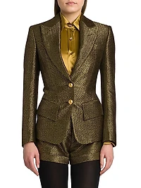 Metallic Silk-Blend Boucle Single-Breasted Jacket