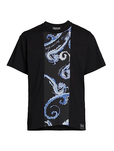 Baroque-Paneled Cotton Crewneck T-Shirt