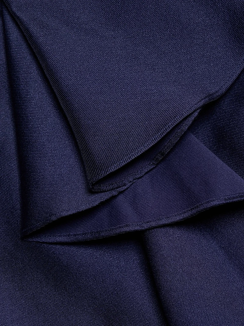 Satin Ruffle One-Shoulder Trumpet Gown