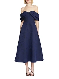 Fiona Cloud Floral Jacquard Midi-Dress