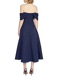 Fiona Cloud Floral Jacquard Midi-Dress