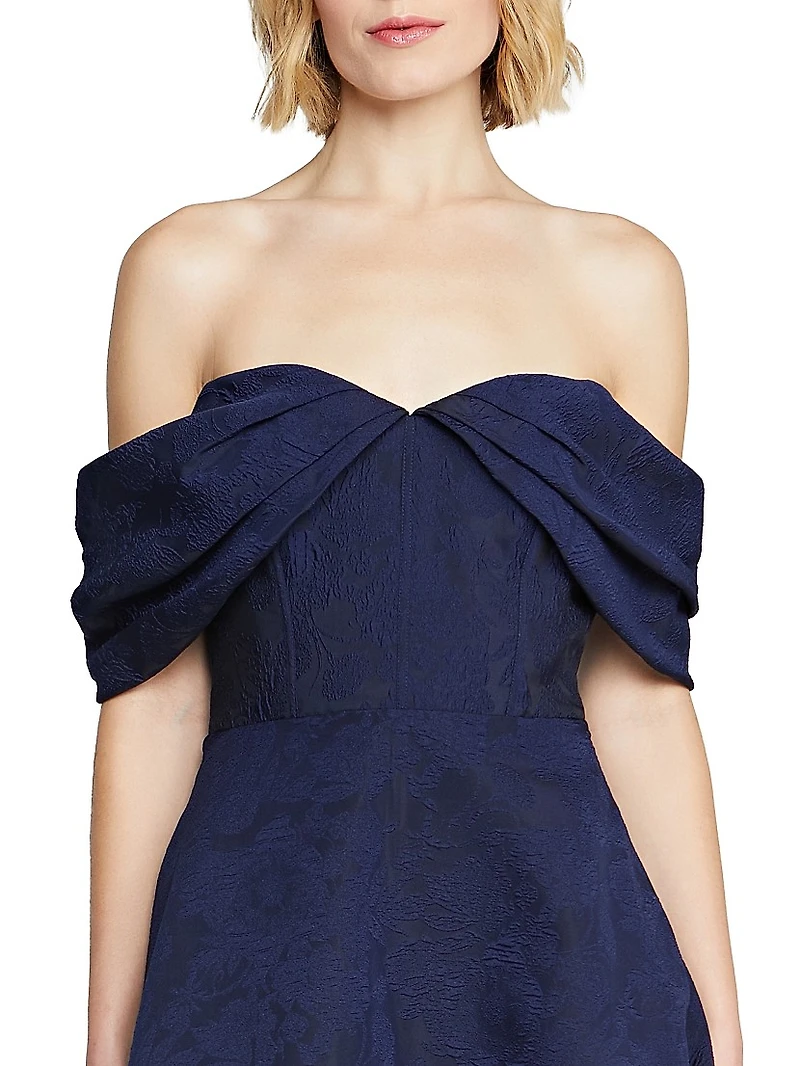 Fiona Cloud Floral Jacquard Midi-Dress