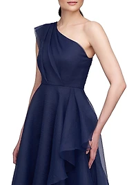 Savannah Pebbled Organza One-Shoulder Gown