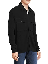 Cotton-Blend Waffle-Knit Shirt Jacket