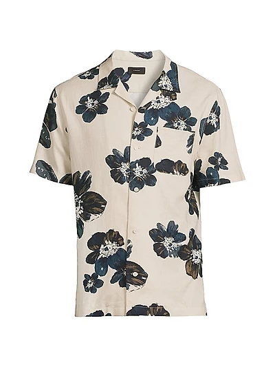 Blossoms Linen-Blend Camp Shirt