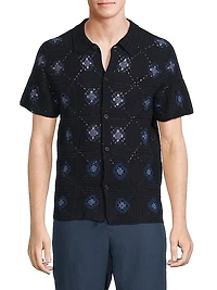 Crocheted Cotton Open-Knit Shirt