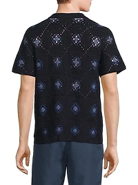 Crocheted Cotton Open-Knit Shirt