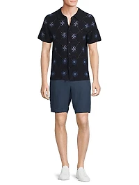 Crocheted Cotton Open-Knit Shirt