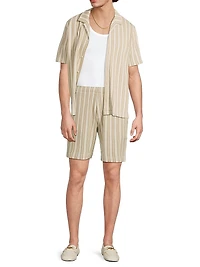 Jacquard Striped Cotton-Blend Camp Shirt