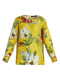 Plus Leandro Printed Silk Twill Blouse