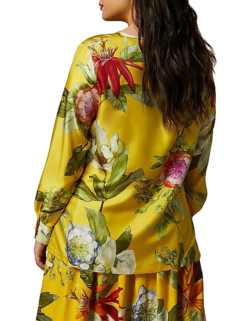 Plus Leandro Printed Silk Twill Blouse