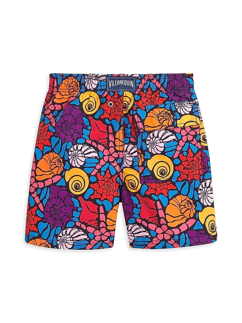 Little Boy's & Noumea Seashell Print Swim Shorts