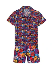 Little Boy's & Noumea Seashell Print Swim Shorts