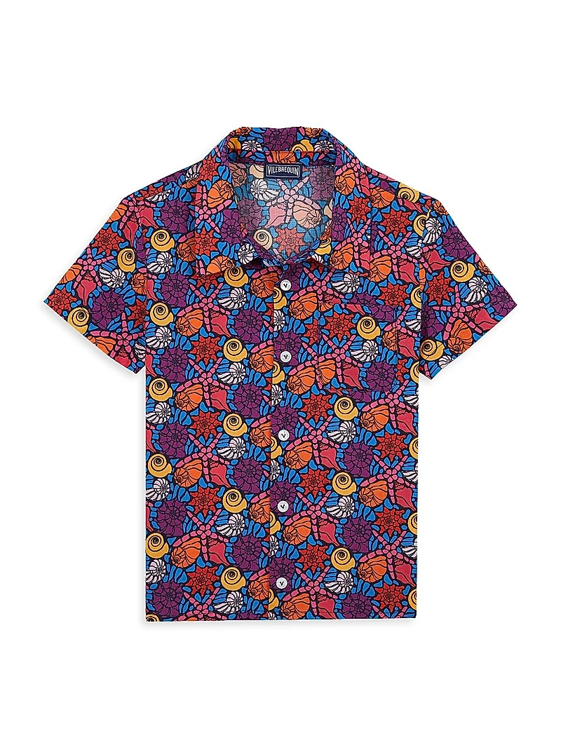 Little Boy's & Seashell Print Short-Sleeve Shirt
