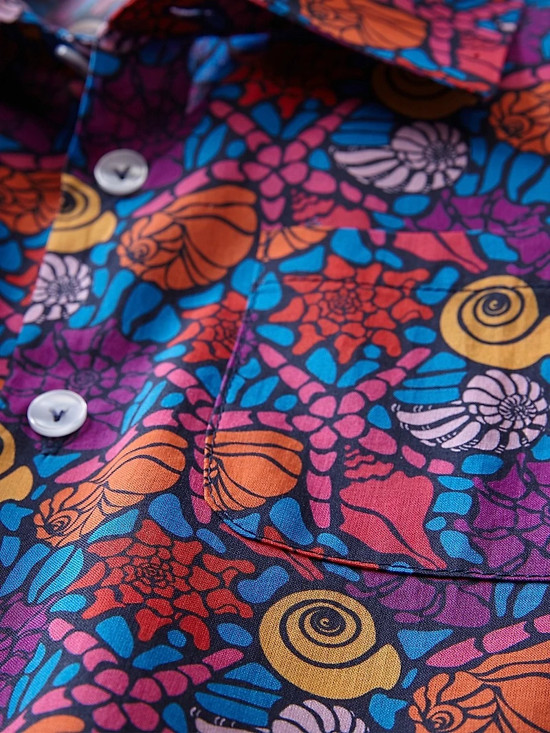 Little Boy's & Seashell Print Short-Sleeve Shirt