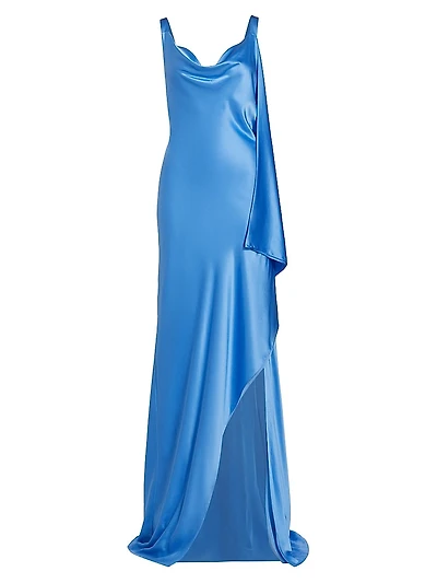Asymmetric Bias-Cut Silk Satin Gown