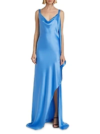 Asymmetric Bias-Cut Silk Satin Gown